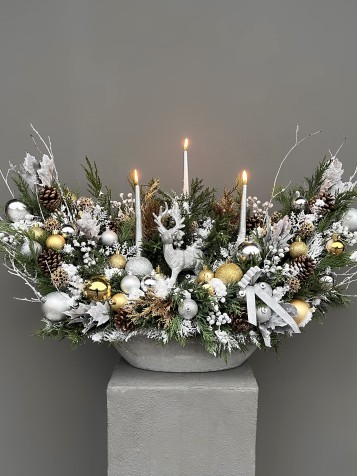 Silver Forest Geyikli & Mumlu Özel Tasarım Yılbaşı Aranjmanı