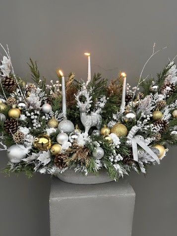 Silver Forest Geyikli & Mumlu Özel Tasarım Yılbaşı Aranjmanı